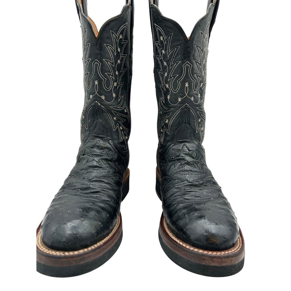 Lucchese 2000 7 Full Quill Ostrich Black Women’sWestern Cowgirl Boots - Picture 5 of 11